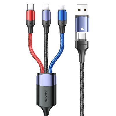 P4Y Kabel 3w1 USB/USB-C do USB-C Lightning microUSB 1.2m czarny