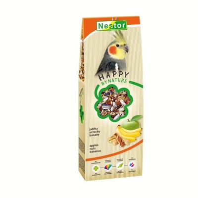 NESTOR Pokarm dla średnich papug z jabłkami, orzechami i bananami