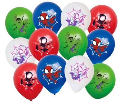 Balony lateksowe SPIDEY Spiderman Ghost Spider Miles Morales zestaw 12 szt.