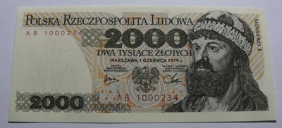 2000 zł 1979 r. MIESZKO I - ser. AB - STAN BANKOWY