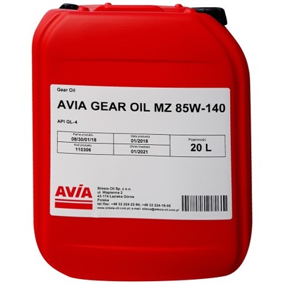 Olej przekładniowy AVIA GEAR OIL MZ 85W140 20L