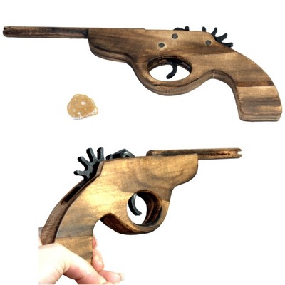 Strzelanie Broń Pistolet Drewniany na gumki recepturki Pistolety