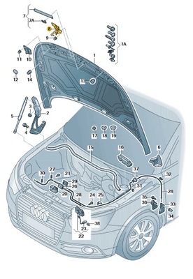 ФИКСАТОР ПЕРЕДНЕГО КАПОТА AUDI A1 ASO ОРИГИНАЛ