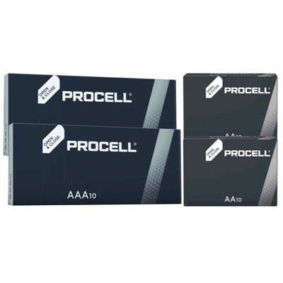 Zestaw 40x BATERIE DURACELL PROCELL = 20x LR03 AAA + 20x LR6 AA