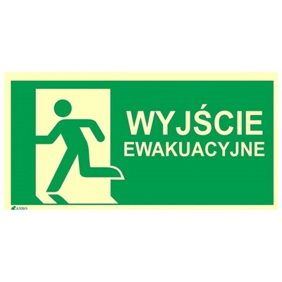 WYJŚCIE EWAKUACYJNE kierunek w lewo TABLICZKA BHP 20X40cm znak ewakuacyjny