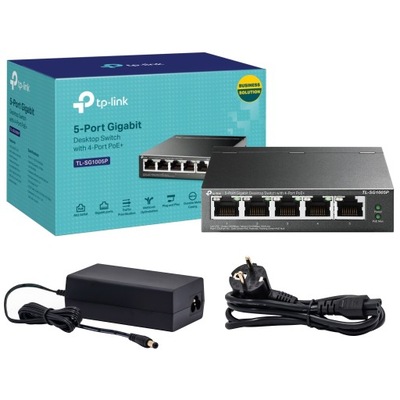 TP-LINK przełącznik SWITCH DESKTOP TL-SG1005P 5 portów RJ-45 GIGABIT 4x PoE