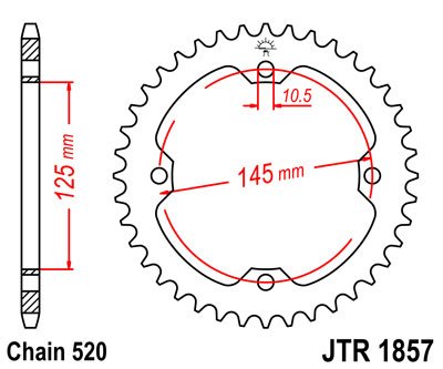 ЗУБЧАТКА ЗАДНЯ JT 42-ZĘBY YAMAHA YFM 250 2008-2014