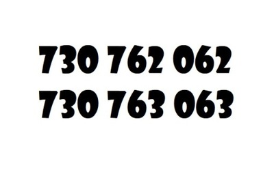 730 762 062 , 730 763 063 kpl. 2 numery złoty numer Play