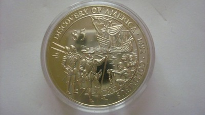 Liberia 5 dolarów, 2000 r. Odkrycie Ameryki