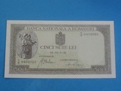 Rumunia Stary Banknot 500 Lei 1940 ! UNC P-51