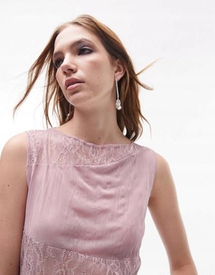 Topshop iys koronka top łączenie przewiewny RÓŻOWY S