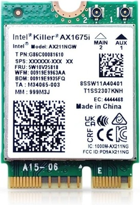 INTEL AX1675i CNVio2 Wi-Fi 6E Killer Series Tri Band 2,4/5/6 GHz