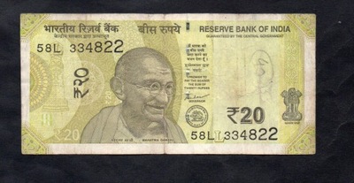 Banknot INDIE -- 20 Rupees