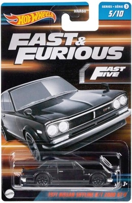 HOT WHEELS 1971 NISSAN SKYLINE H/T 2000 GT-R FAST AND FURIOUS 5/10 1:64 NOW