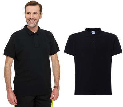 Koszulka Polo męskie z krótkim rękawem JHK 210 bawełniana 100% Czarna L