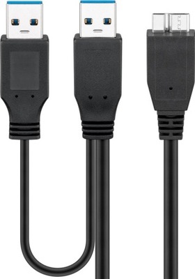 Kabel USB 3.0 x2 - micro-B do dysków Goobay 0,3m