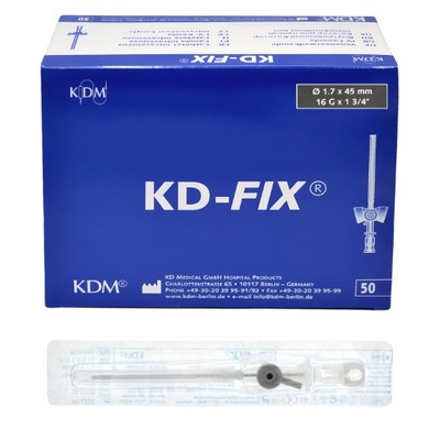 KANIULA WENFLON KD-FIX 1,7 x 45 mm 16G SZARY