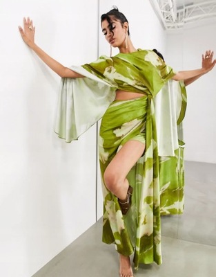 ASOS zielona asymetryczna sukienka 40 L