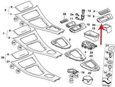 OE BMW STALČIUKAS NA AKINIAMS KONSOLĖ BMW 3 E92 E93 