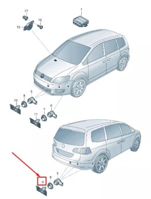 Vw sharan 7n rear правий паркувальний датчик кронштейн 7n0919492bgru фото №1