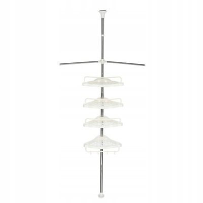 TELESKOPOWA PÓŁKA ŁAZIENKOWA NAROŻNA STOJAK POD PRYSZNIC 4 POZIOMY