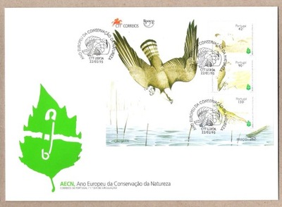 Portugalia 1995, FDC ark, ptaki, drop, rybołów,jaszczurka, ochrona przyrody