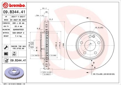 DISCOS DE FRENADO PARTE DELANTERA BREMBO 09.B344.41 09B34441  