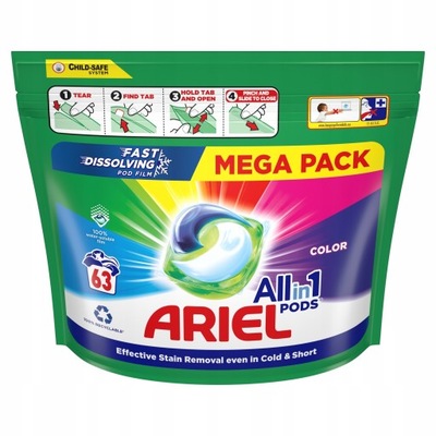 Ariel All-in-1 Pods Color Kapsułki do prania kolorów 63szt.