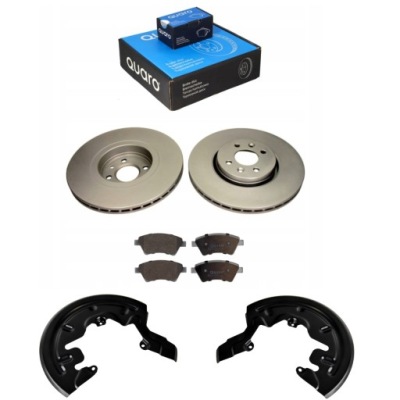 Тормозные диски + тормозные колодки перед + защита диск do renault scenic ii grand scenic ii фото №1