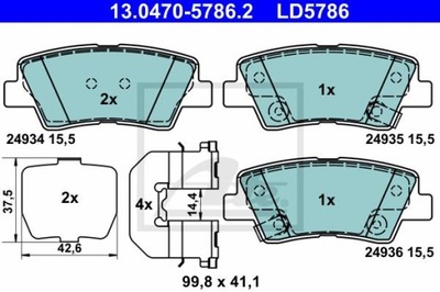 ATE 13.0470-5786.2 КОЛОДКИ КЕРАМИЧЕСКИЕ ЗАД HYUNDAI SONATA/TUCSON 2,0-2,7 4X4