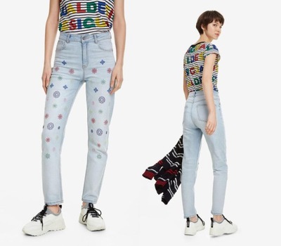 DESIGUAL SPODNIE MOM JEANS HAFT (26)