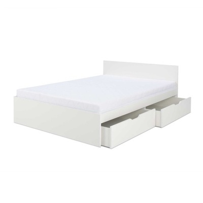 Łóżko białe pod materac 140x200 z szufladami