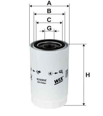 FILTRO ACEITES DAF 55,CF65 WIX FILTERS 92095E  