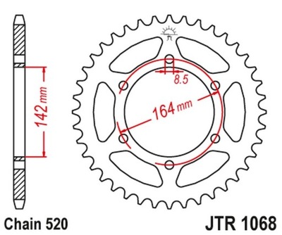 JT ЗУБЧАТКА ЗАДНЯЯ 4538 46 HYOSUNG GT 250 '04-15' (453846JT) (ŁAŃC. 520)