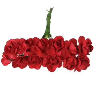 Kwiatki kwiatuszki sztuczne róże różyczki do wianków 15mm czerwone 3szt