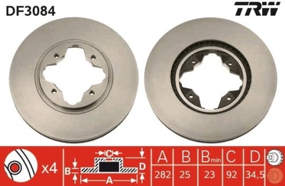 2 PIEZAS DISCO DE FRENADO HONDA PARTE DELANTERA ACCORD 2,0-2,2 91-98 DF3084  