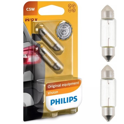 2 PIEZAS LUCES PHILIPS C5W SV8,5 12V VISION +30%  