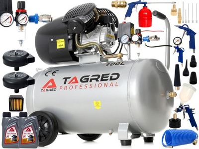 КОМПРЕСОР КОМПРЕСОР TAGRED 100L DWUTŁOKOWY, 2T 18W1 + СЕПАРАТОР, OLEJE