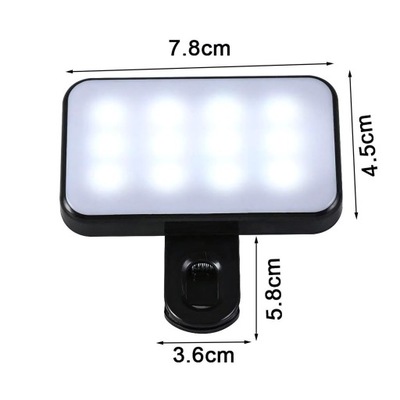 LAMPA LED DO SELFIE ZDJĘĆ FILMÓW MAKIJAŻ 3 TRYBY USB C NA KLIPS MOCNA LEKKA