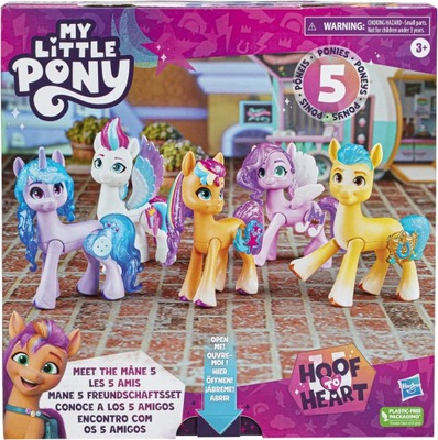 MY LITTLE PONY ZESTAW MEET THE MANE 5 + 5 FIGUREK KUCYKÓW BROKATOWE GRZYWY