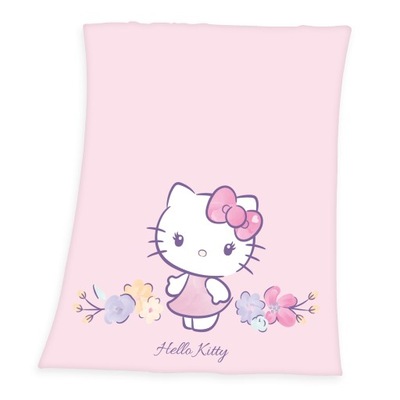 Kocyk koc narzuta Kotek Hello Kitty różowy 130x160 polarowy miękki ciepły