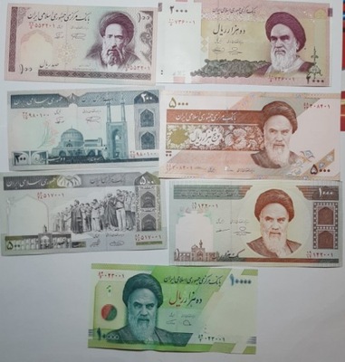 IRAN zestaw 7 banknotow 100-10000