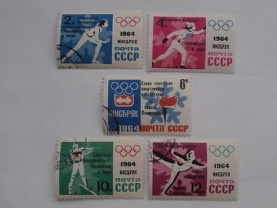 ZSRR - Igrzyska w Innsbrucku 1964 - nadruk - Mi. 2887-91 kasowane