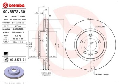 DISCO DE FRENADO BREMBO 09.8873.31  