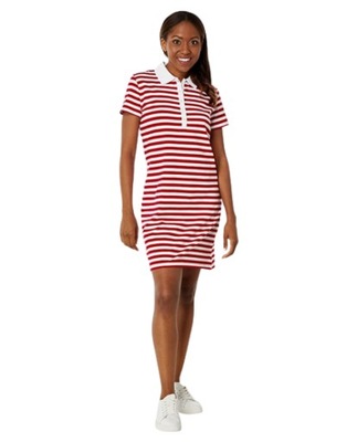 Tommy Hilfiger damska sukienka polo Stripe Polo czerwony pasek S