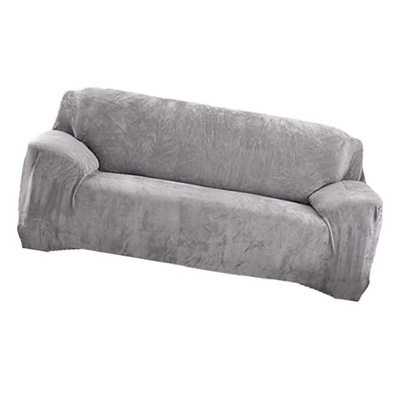 Elastyczna narzuta na sofę pluszowa gruba rozciągliwa jasnoszara