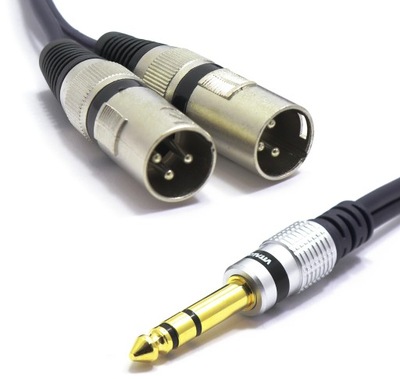 KABEL 2X WTYK XLR MĘSKI JACK 6.3 STEREO 1,5m