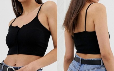 CROP TOP CZARNY PRĄŻEK 38 A06