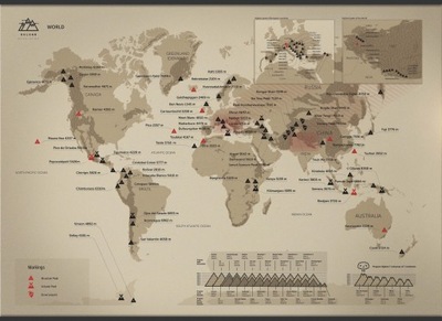 Mapa zdrapka. Szczyty górskie świata