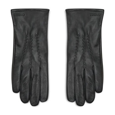 GUESS GLOVES - RĘKAWICZKI CZARNE MĘSKIE M SKÓRZANE